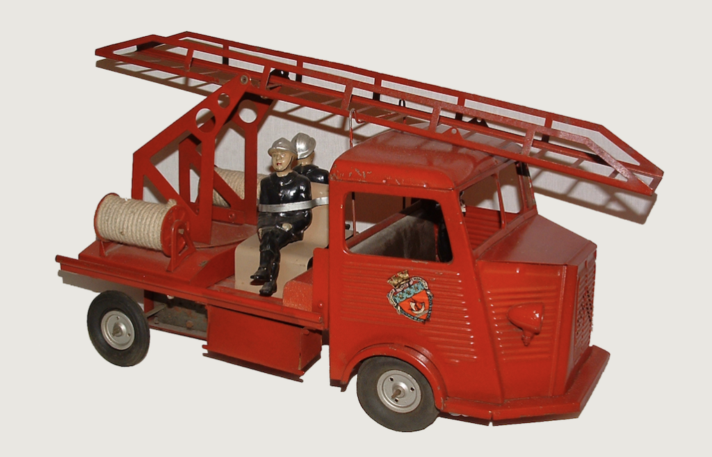 Ancienne Voiture De Pompier Miniature, Camion Jouet Vintage, Sans Marque
