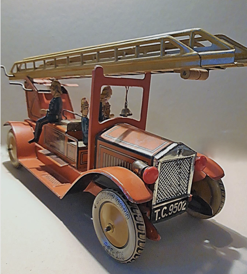 Camion De Pompier Jouet Ancien En Tôle – Collection, En L'état, Générique