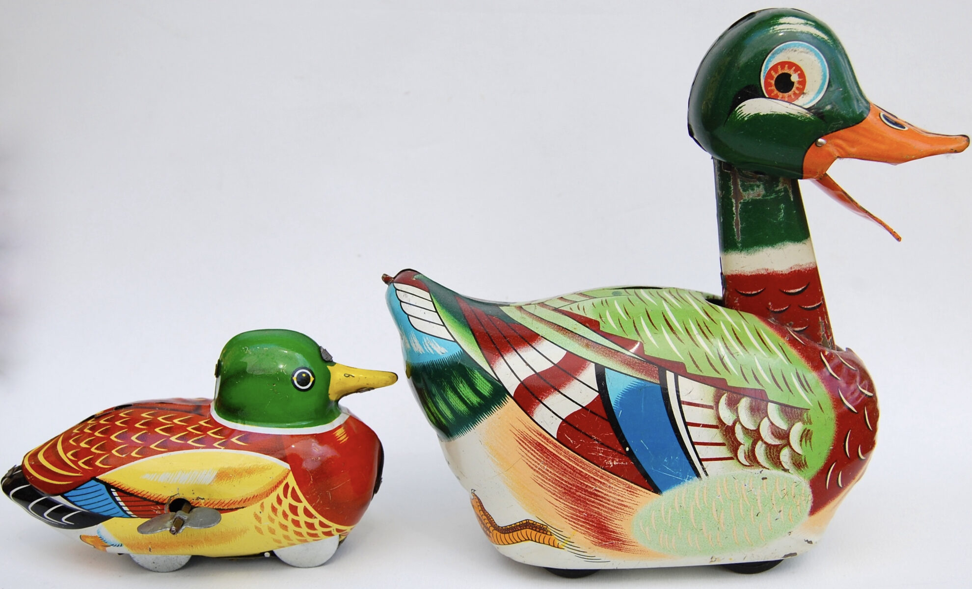 Jouet en étain oiseau à picorer mécanique allemand vintage
