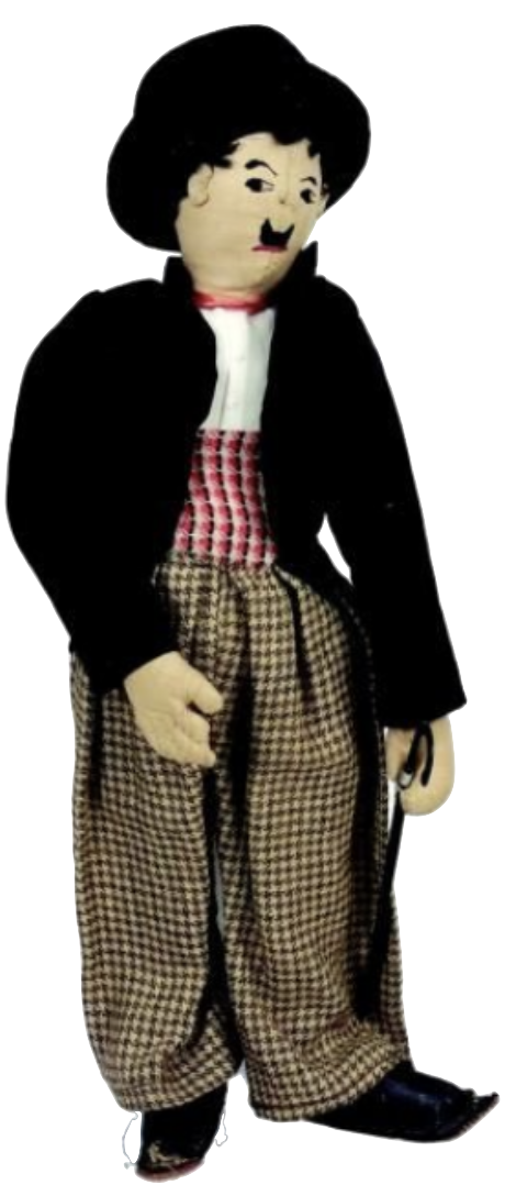 Poupée charlot Charlie Chaplin tête mains et pieds porcelaine - Collection