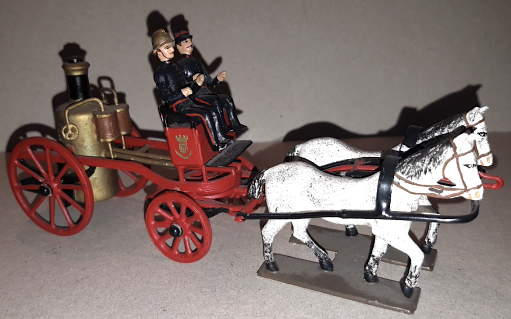 Camion De Pompier CBG Avec échelle – Jouet Ancien En Plomb Peint – Occasion France